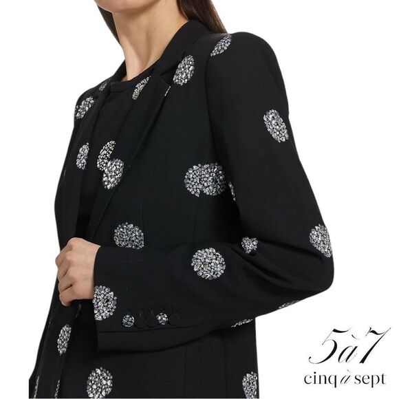 Cinq à Sept **NWT** Crystal Dot 'Karlie' Blazer in Black with Silver Rhinestones - Picture 15 of 16